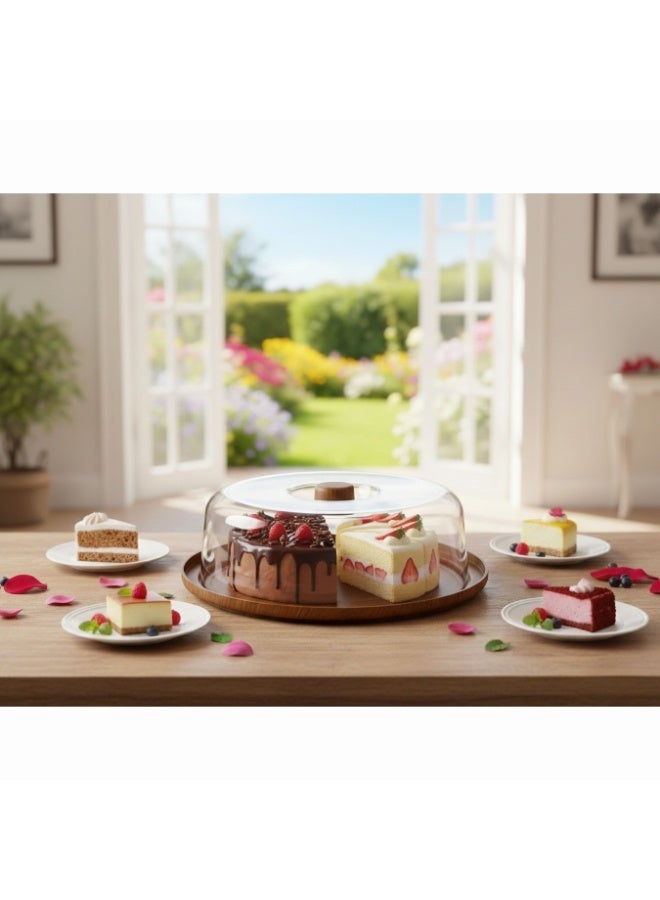 Plastic Round Cake Stand with Clear Lid - Image 3